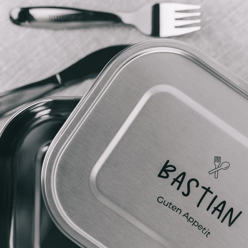 Personalisierte Brotdose für Kinder mit Fächern - Brotdose mit Namen & Essen Motiv | Lunchbox mit Trennfächern - Vesperdose für Kindergarten & Schule