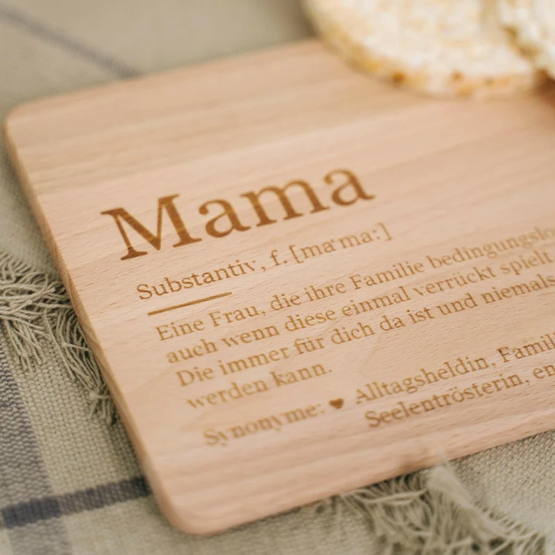 Frühstücksbrettchen aus Holz - Geschenk für Mama | Geschenk für Mutter zum Muttertag, Geburtstag, Namenstag & Weihnachten, ca. 24 x 15 cm
