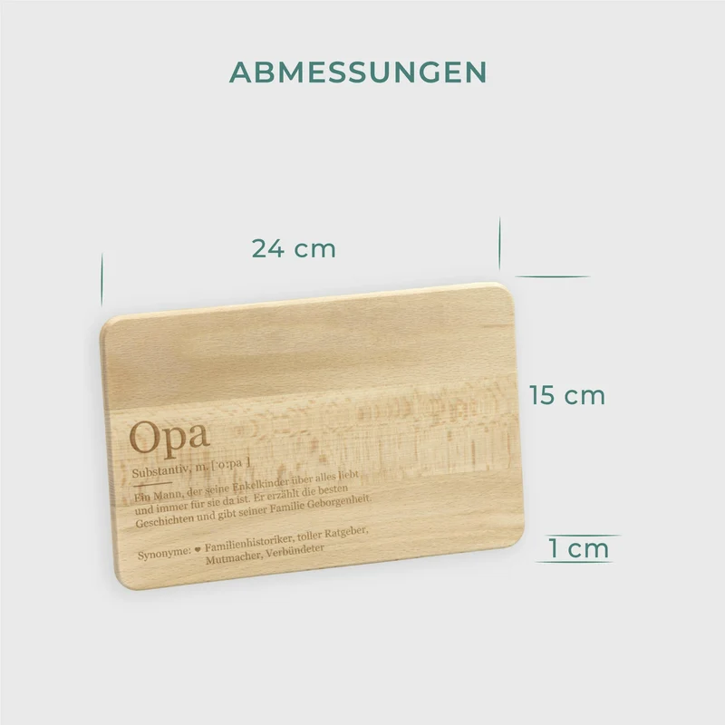 Frühstücksbrettchen aus Holz - Geschenk für Opa | Geschenk für Opi Großvater zum Geburtstag, Namenstag & Weihnachten, ca. 24 x 15 cm