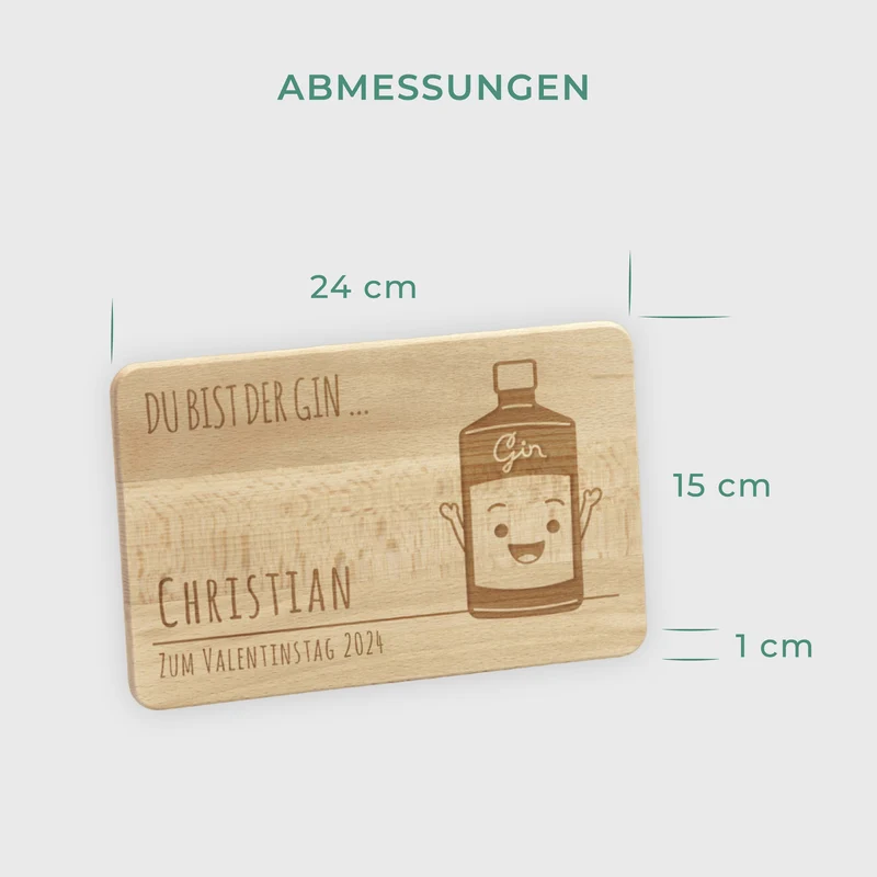 Frühstücksbrettchen mit Gravur Personalisiert - Gravur mit Namen - 2er-Set Gin & Tonic | Romantisches Geschenk für sie und ihn - FSC®