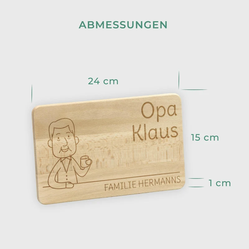 Frühstücksbrettchen mit Gravur - Personalisiert mit Namen - Großvater "Unsere Familie" | Holz, Natur FSC® - Geschenk für Opa zum Geburtstag