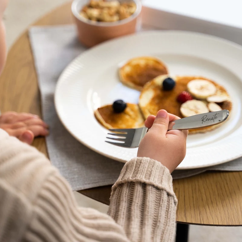 Kinderbesteck mit Namensgravur - Wunschtext Motiv - Besteck mit Namen | Taufgeschenk für Kinder - Geschenk zur Taufe für Jungs & Mädchen, natur Kiste