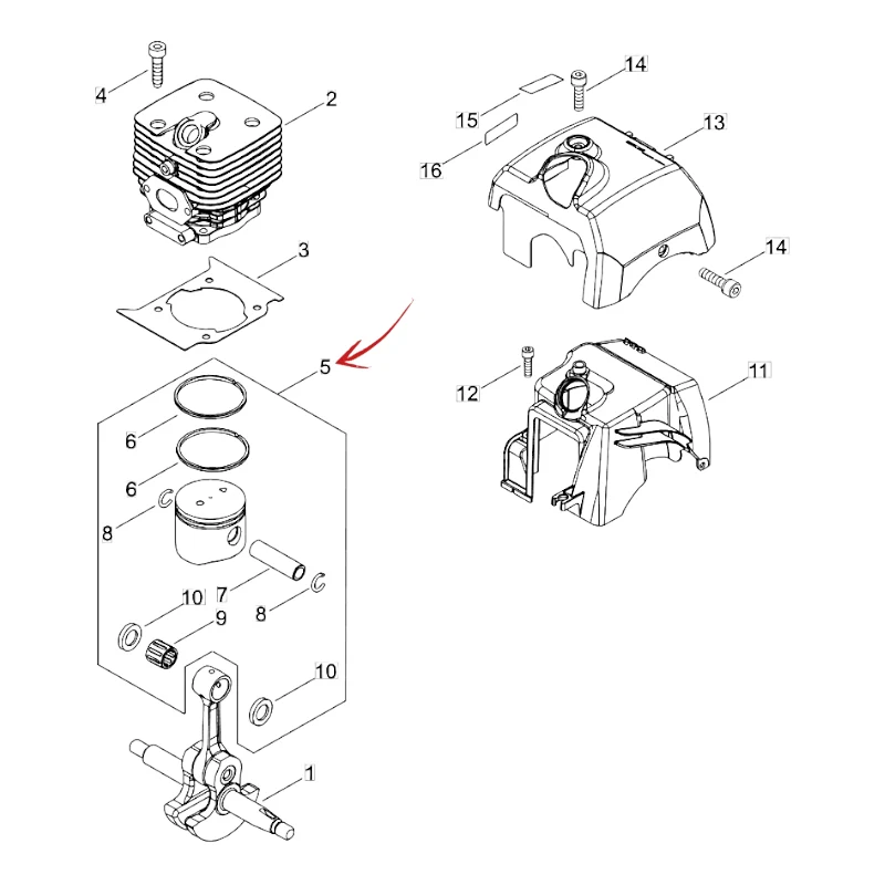 PISTONE COMPLETO PER DECESPUGLIATORE ECHO RM 520ES E CLS 520ES