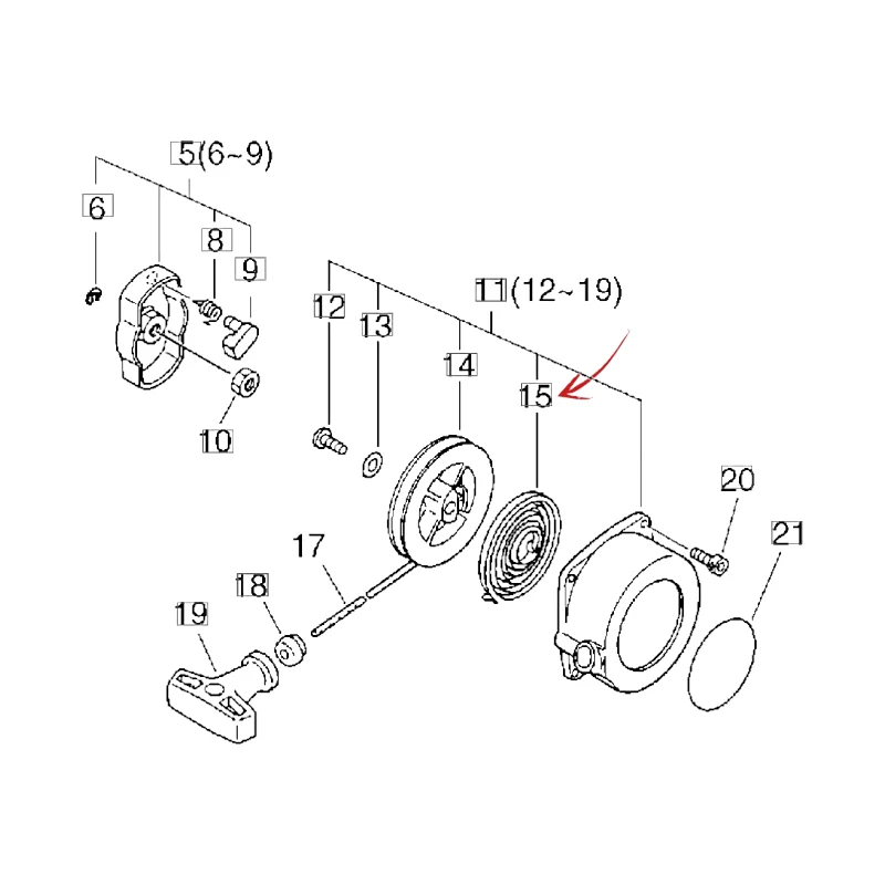 MOLLA AVVIAMENTO DECESPUGLIATORE ECHO SRM 301TESL-RM 3020T E ALTRI MODELLI