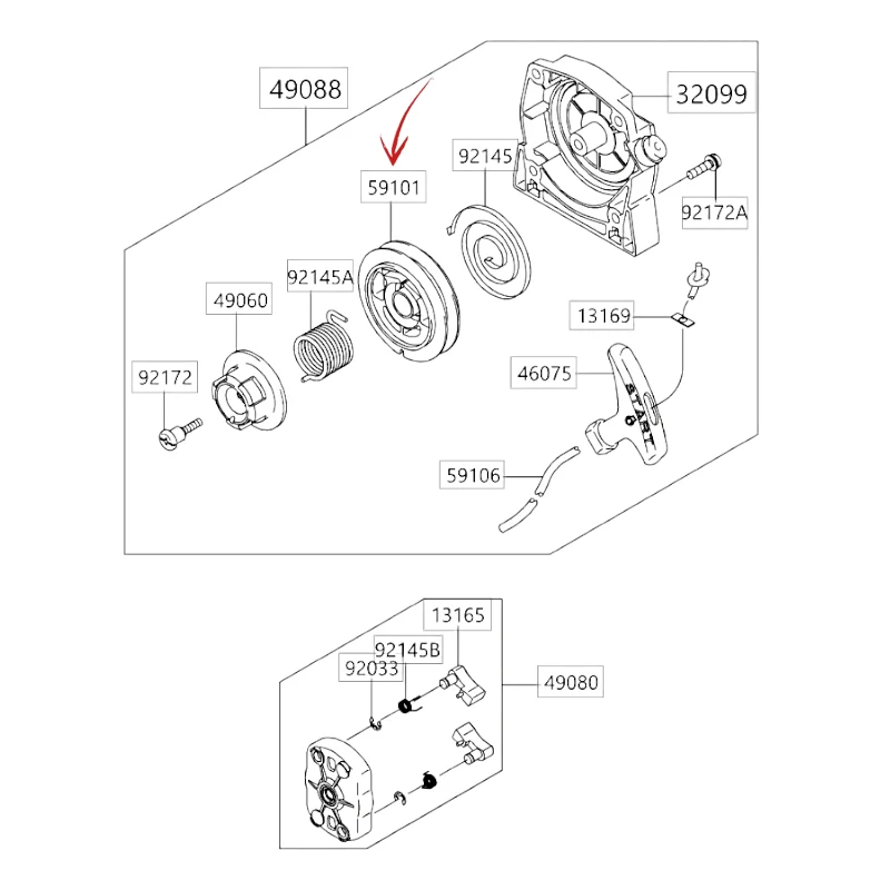PULEGGIA AVVIAMENTO DECESPUGLIATORE BLUE BIRD MOTORE KAWASAKI TJ 53E E ALTRI MODELLI