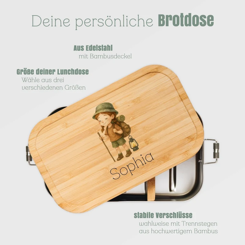 Brotdose Edelstahl - Pfadfinder-Mädchen farbig