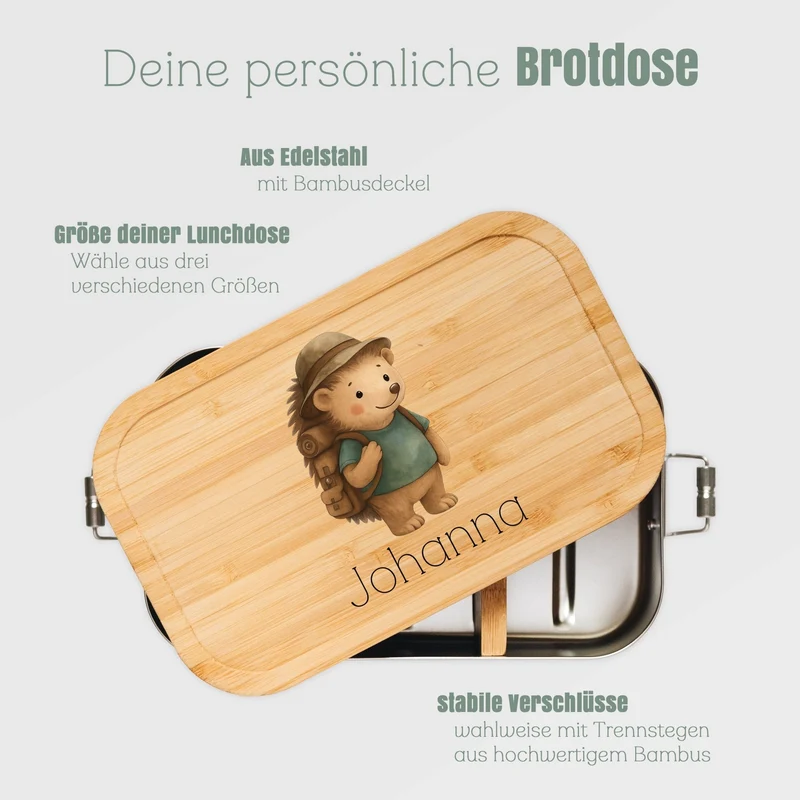 Brotdose Edelstahl - Pfadfinder-Igel farbig