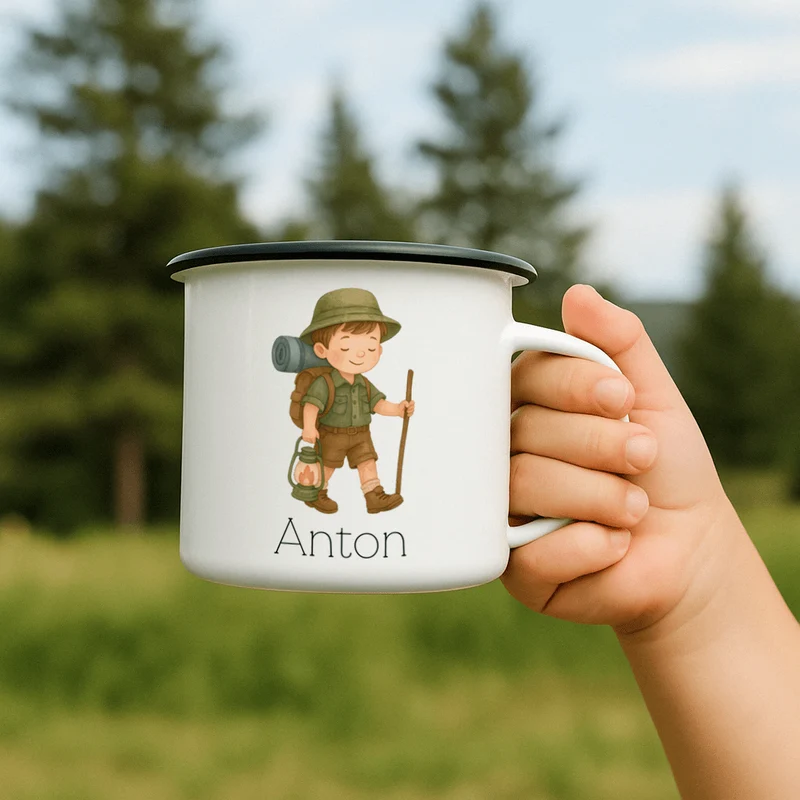 Emaille Tasse - Pfadfinder-Junge