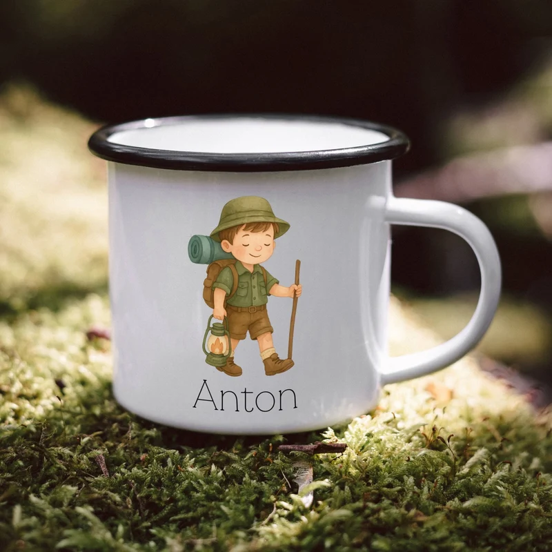 Emaille Tasse - Pfadfinder-Junge