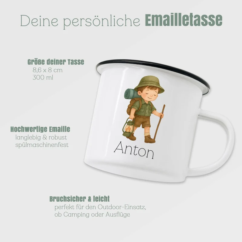 Emaille Tasse - Pfadfinder-Junge