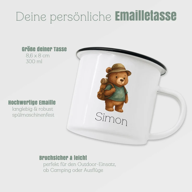 Emaille Tasse - Pfadfinder-Bär
