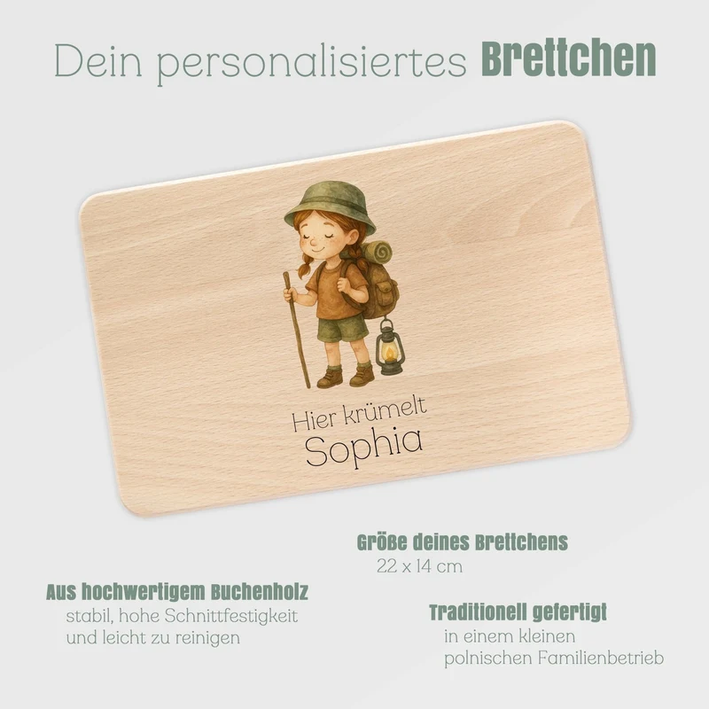 Frühstücksbrett Holz - Pfadfinder-Mädchen