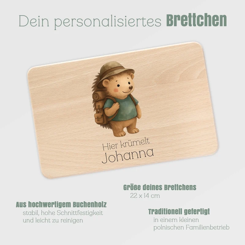Frühstücksbrett Holz - Pfadfinder-Igel