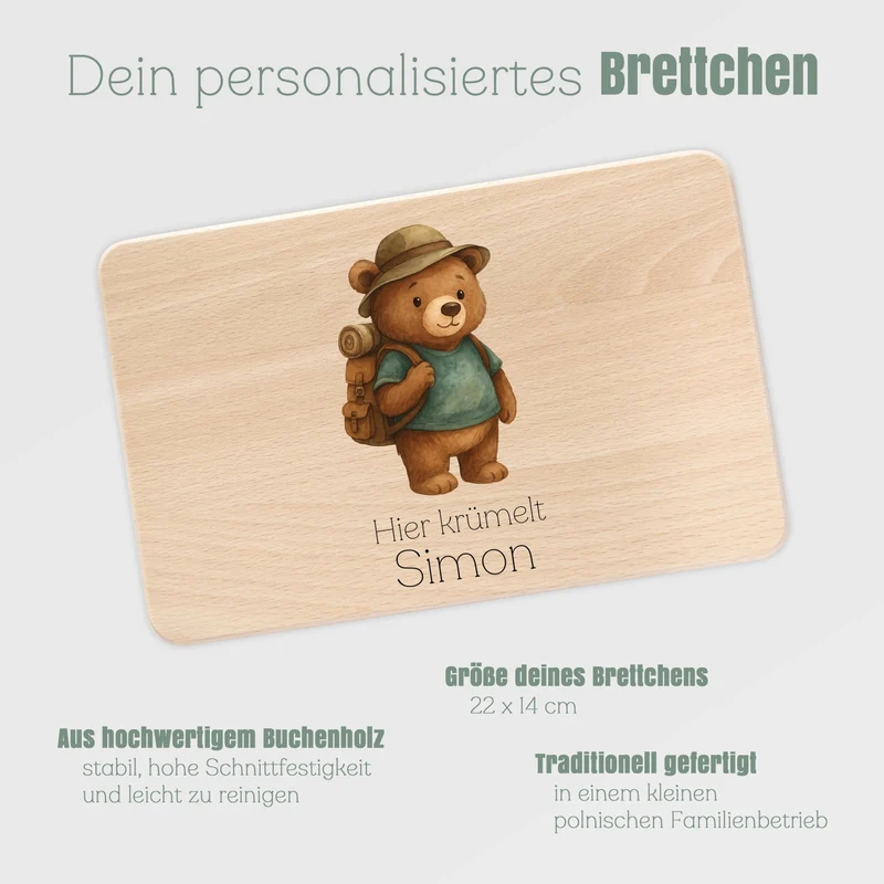 Frühstücksbrett Holz - Pfadfinder-Bär
