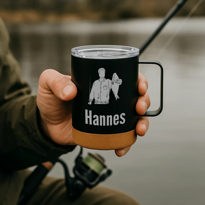Thermobecher personalisiert mit Korkboden - Motiv und Name
