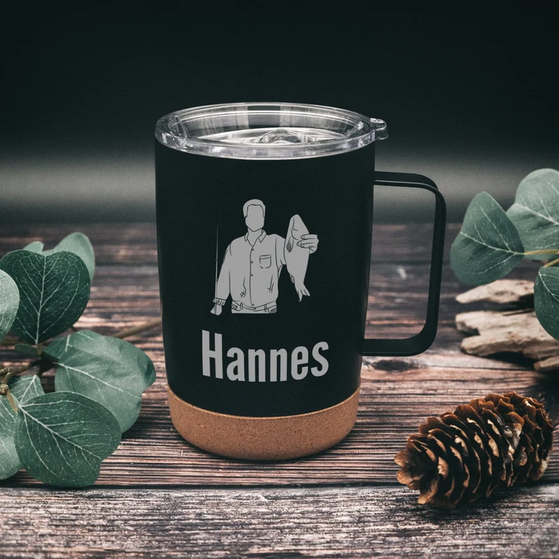 Thermobecher personalisiert mit Korkboden - Motiv und Name
