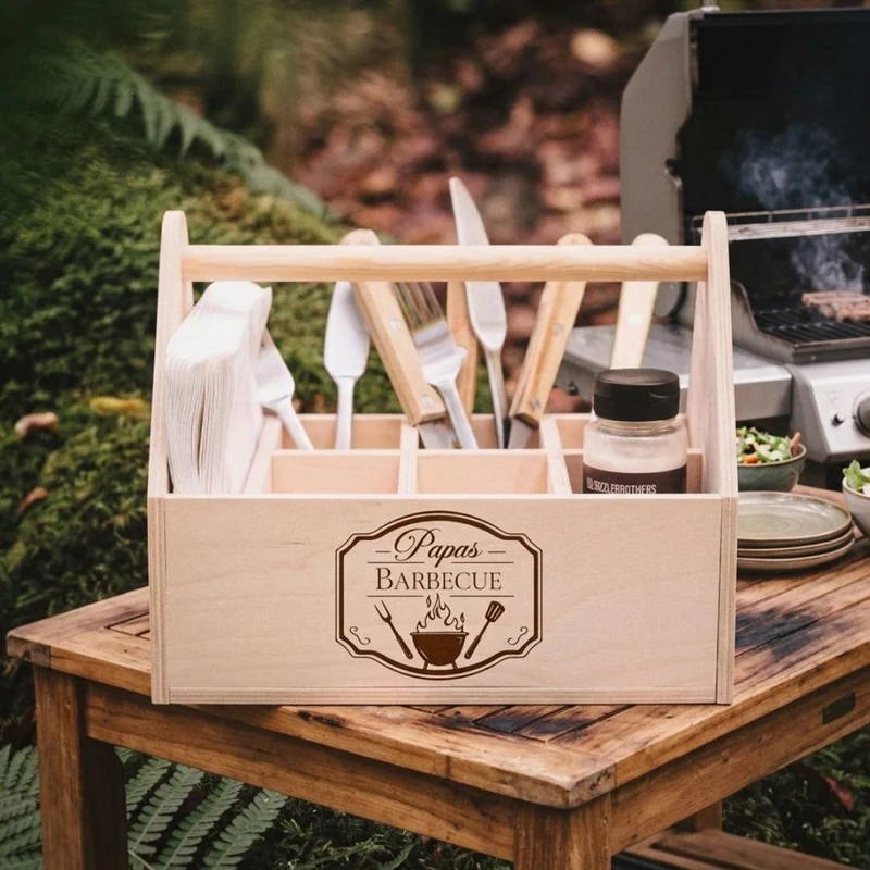 Grill-Caddy aus Holz - Papas Barbecue