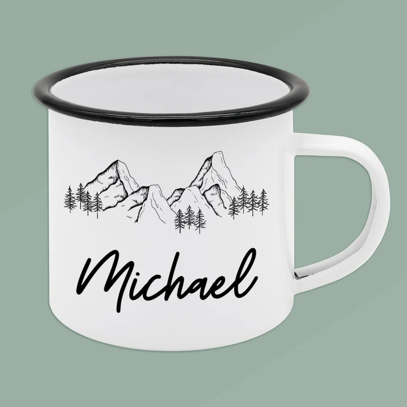 Emaille Tasse - Name Berge