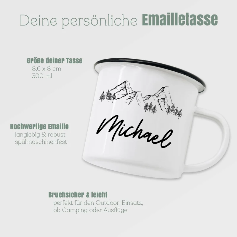 Emaille Tasse - Name Berge