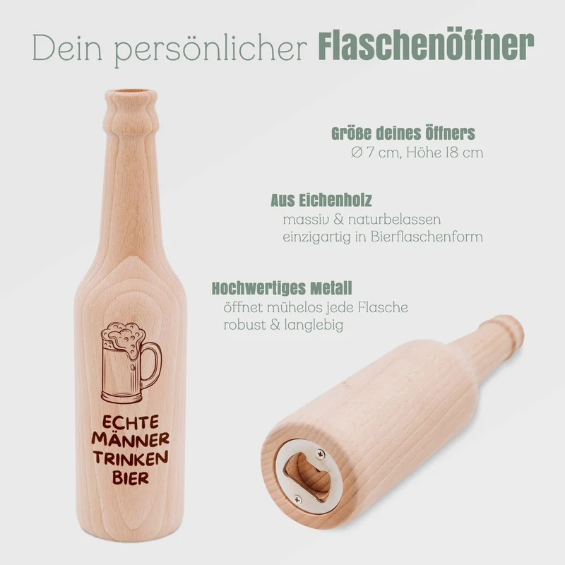 Flaschenöffner Bierflaschenform mit Spruch