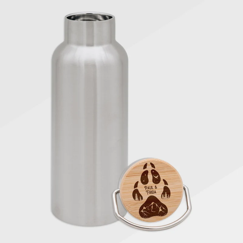 Trinkflasche Edelstahl - Hundepfote