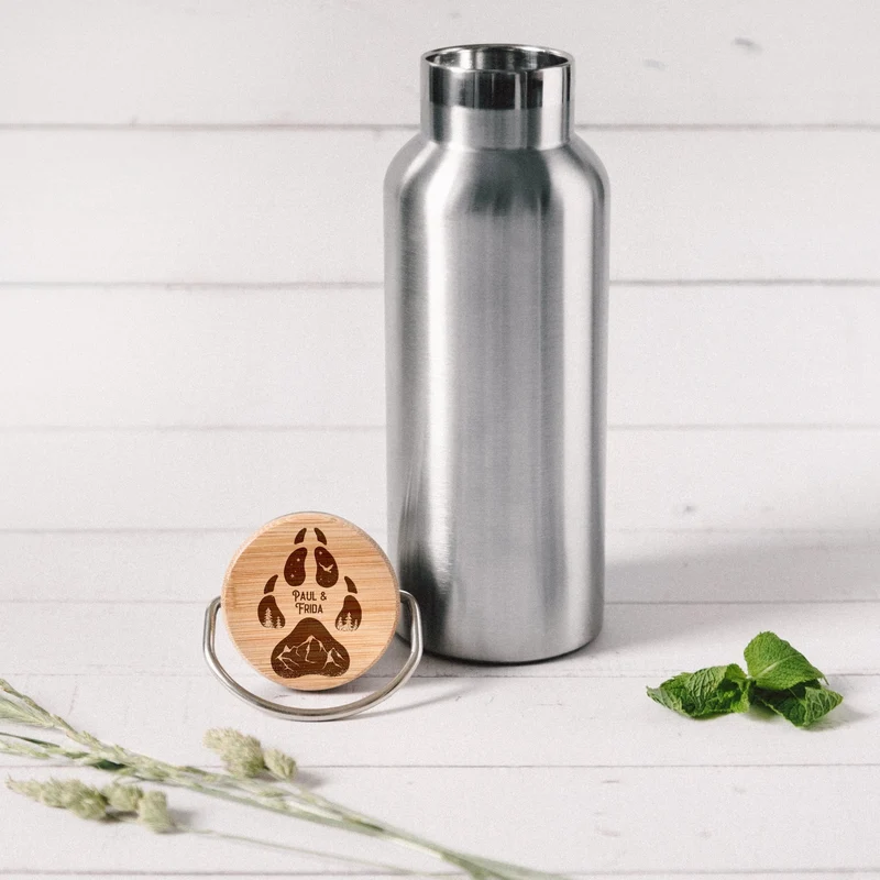 Trinkflasche Edelstahl - Hundepfote