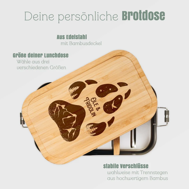 Brotdose Edelstahl - Hundepfote