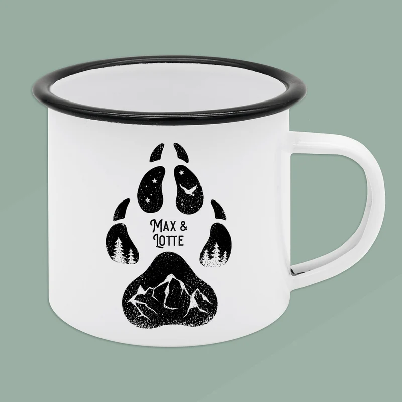 Emaille Tasse - Hundepfote
