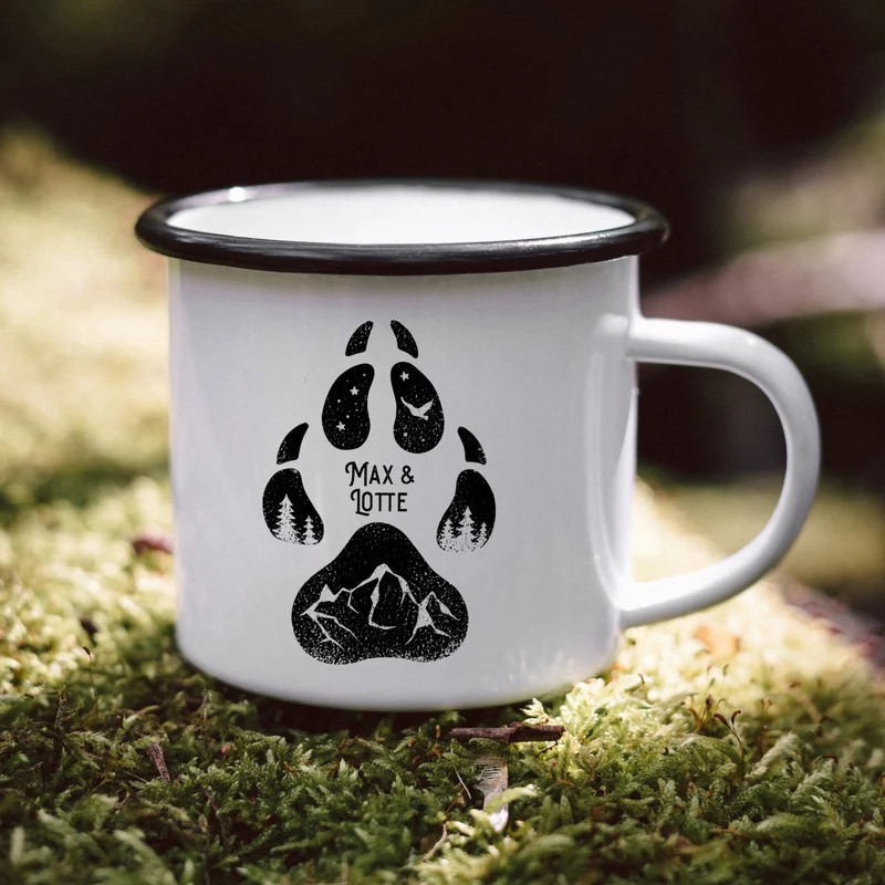 Emaille Tasse - Hundepfote