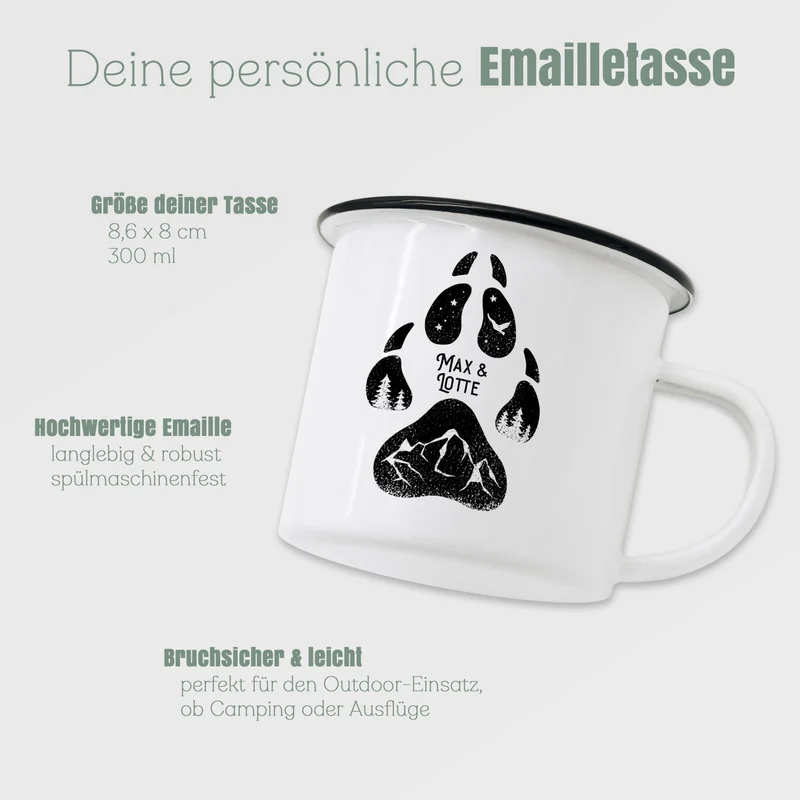Emaille Tasse - Hundepfote