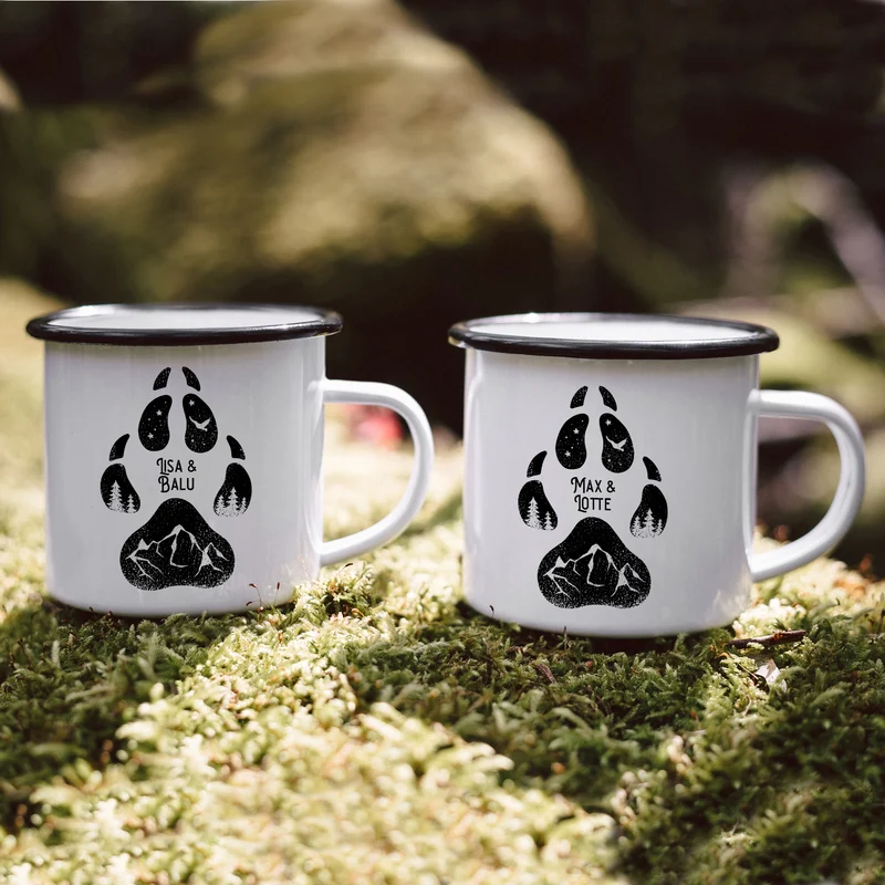 Emaille Tasse - Hundepfote