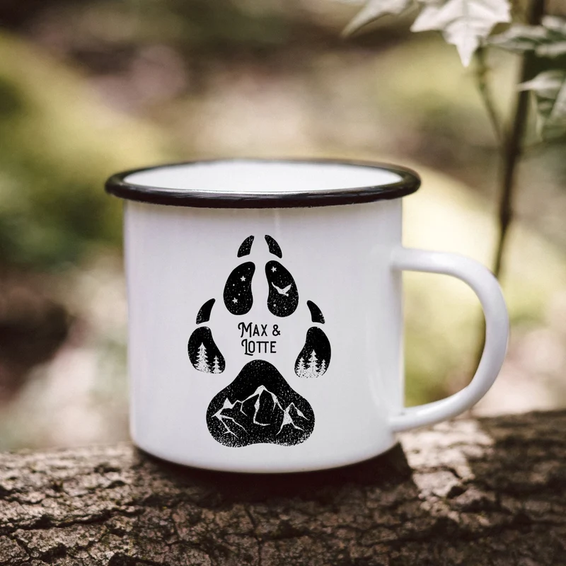 Emaille Tasse - Hundepfote