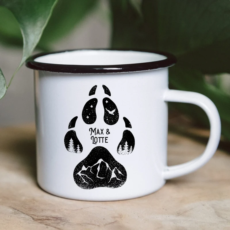 Emaille Tasse - Hundepfote