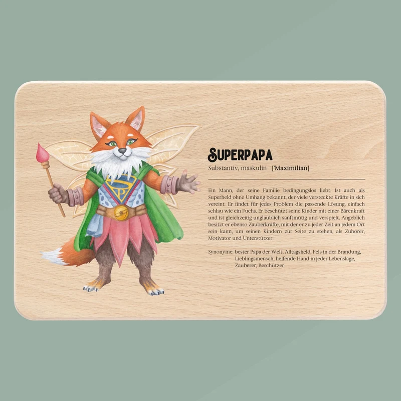 Frühstücksbrett Holz - Definition Superpapa Fuchs