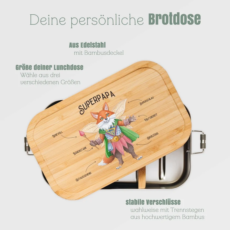 Brotdose Edelstahl - Superpapa Superheld