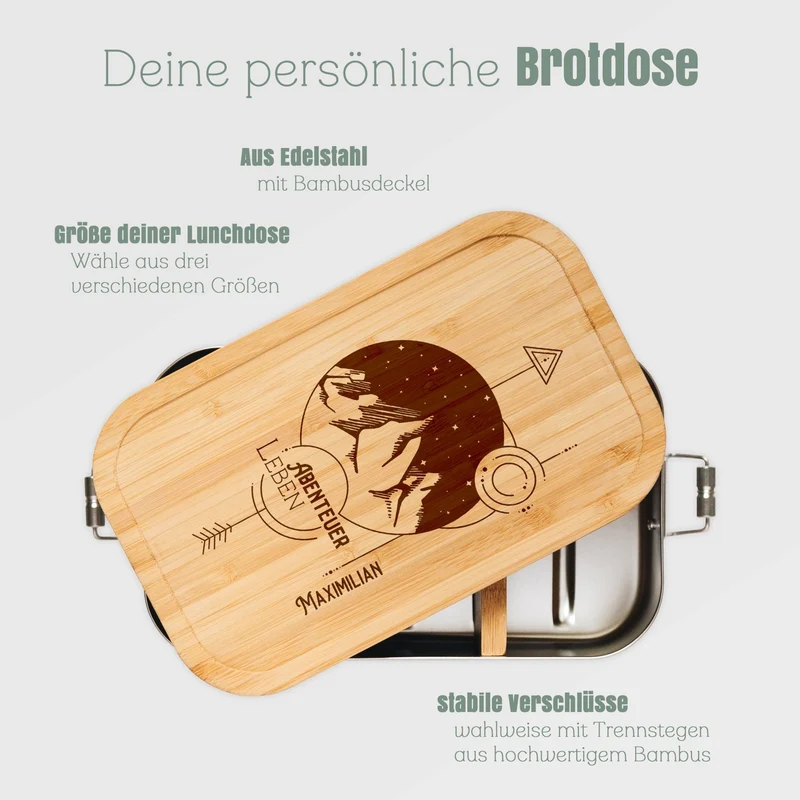 Brotdose Edelstahl - Landschaft Geo