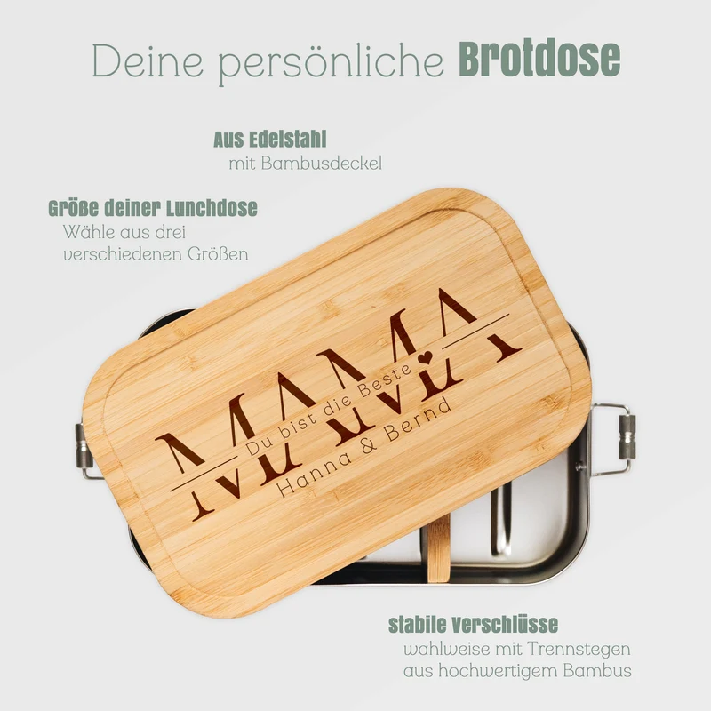 Brotdose Edelstahl - Mama du bist die Beste