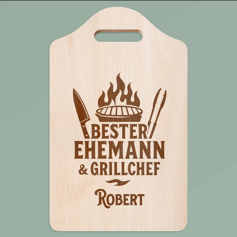 Schneidebrett mit Griffmulde - Bester Ehemann & Grillchef