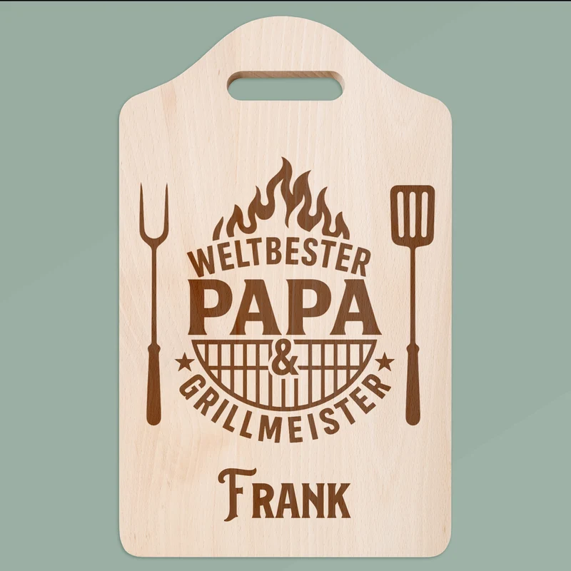 Schneidebrett mit Griffmulde - Weltbester Papa & Grillmeister