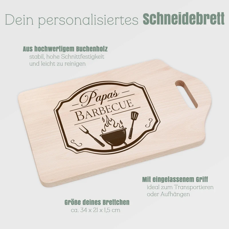 Schneidebrett mit Griffmulde - Papas Barbecue