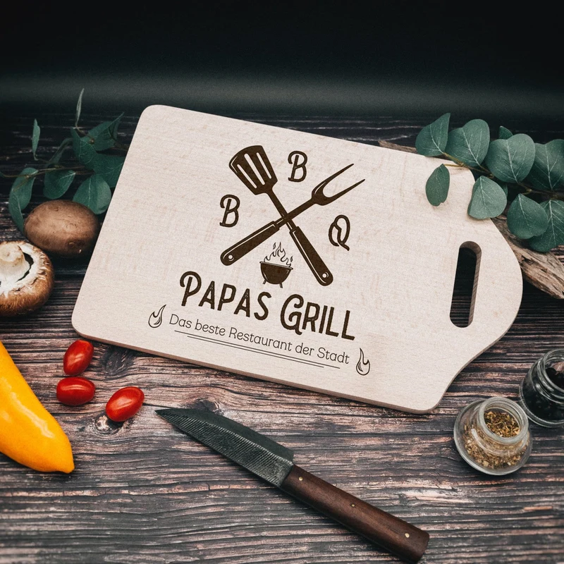 Schneidebrett mit Griffmulde - Papas Grill