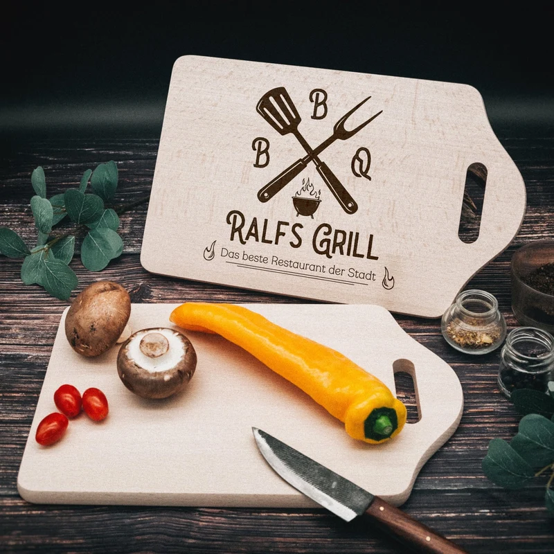 Schneidebrett mit Griffmulde - Papas Grill