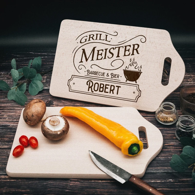 Schneidebrett mit Griffmulde - Vintage Grillmeister
