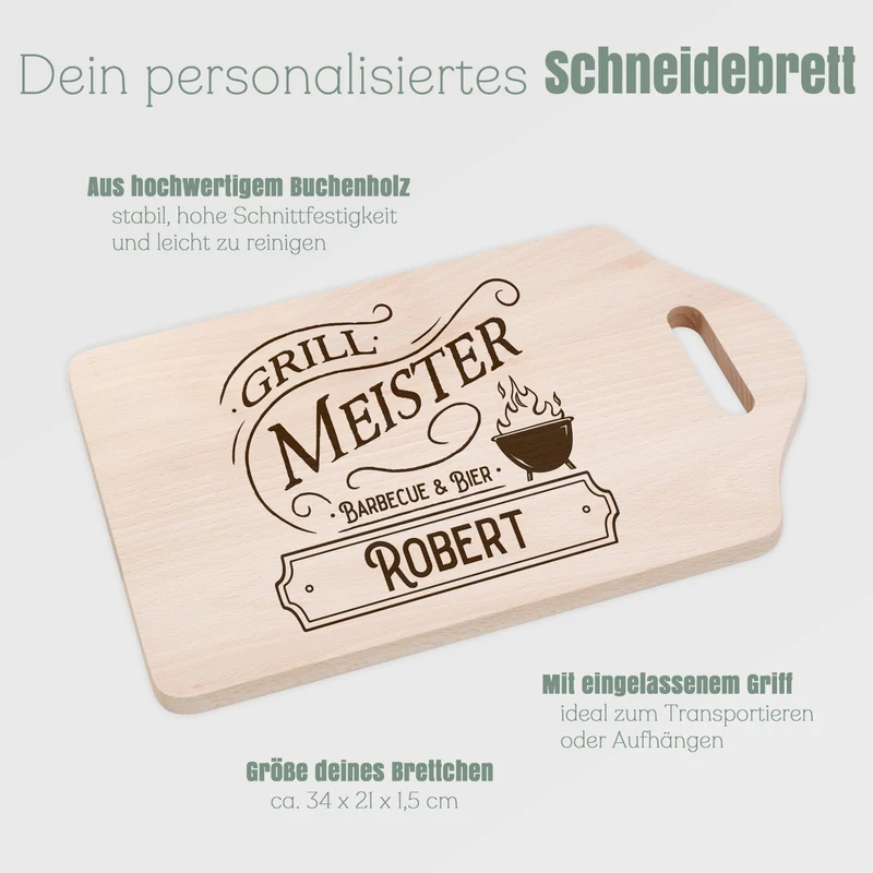 Schneidebrett mit Griffmulde - Vintage Grillmeister
