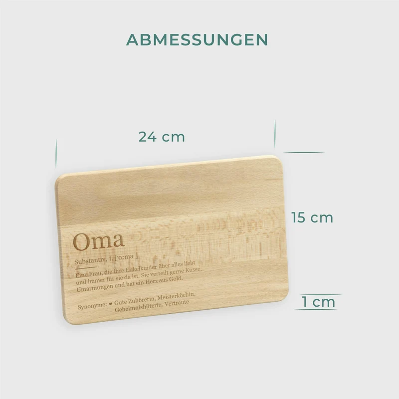 Frühstücksbrettchen aus Holz - Geschenk für Oma | Geschenk für Omi Großmuter zum Geburtstag, Namenstag & Weihnachten, ca. 24 x 15 cm