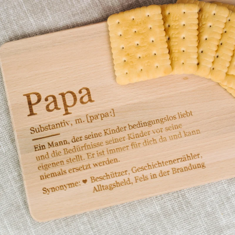 Frühstücksbrettchen aus Holz - Geschenk für Papa | Geschenk für Vater zum Vatertag, Geburtstag, Namenstag & Weihnachten, ca. 24 x 15 cm