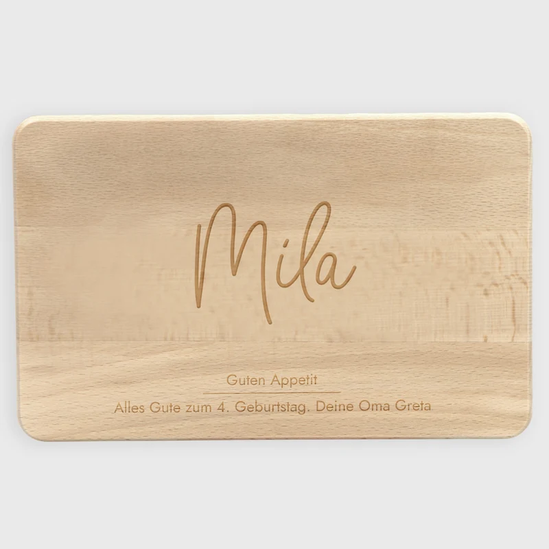 Frühstücksbrettchen für Kinder mit Gravur - Personalisiert mit Namen - Niers Motiv | Holz Brettchen, Natur, FSC® - Geschenk zum Geburtstag & Namenstag