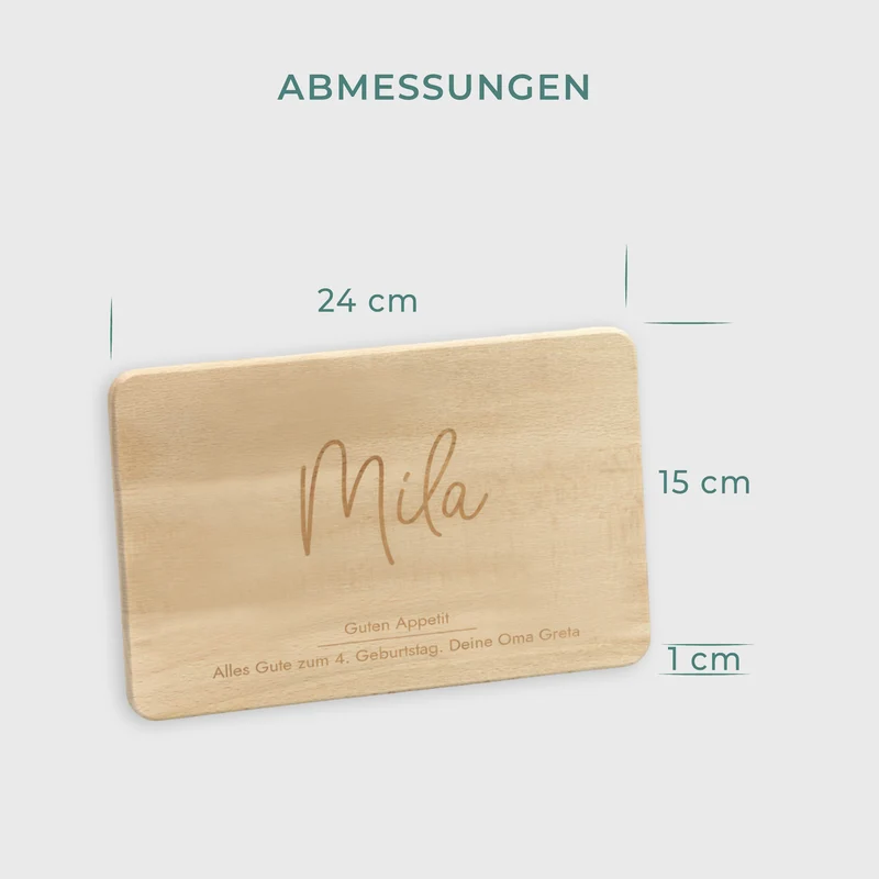 Frühstücksbrettchen für Kinder mit Gravur - Personalisiert mit Namen - Niers Motiv | Holz Brettchen, Natur, FSC® - Geschenk zum Geburtstag & Namenstag