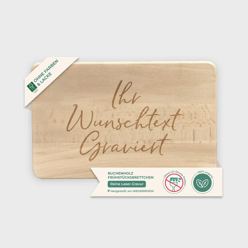 Frühstücksbrettchen mit Gravur - Personalisiert mit Wunschtext - Gravur mit Namen - Geschenk für Erwachsene & Kinder zum Geburtstag & Namenstag - FSC®