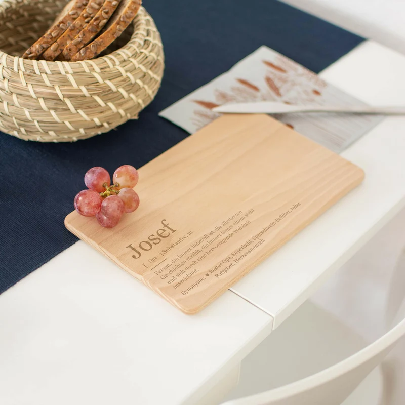 Frühstücksbrettchen mit Gravur - Personalisiert mit Namen - Opi Großvater Lexikon | Holz, Natur, FSC® - Geschenk für Opa zum Geburtstag & Weihnachten